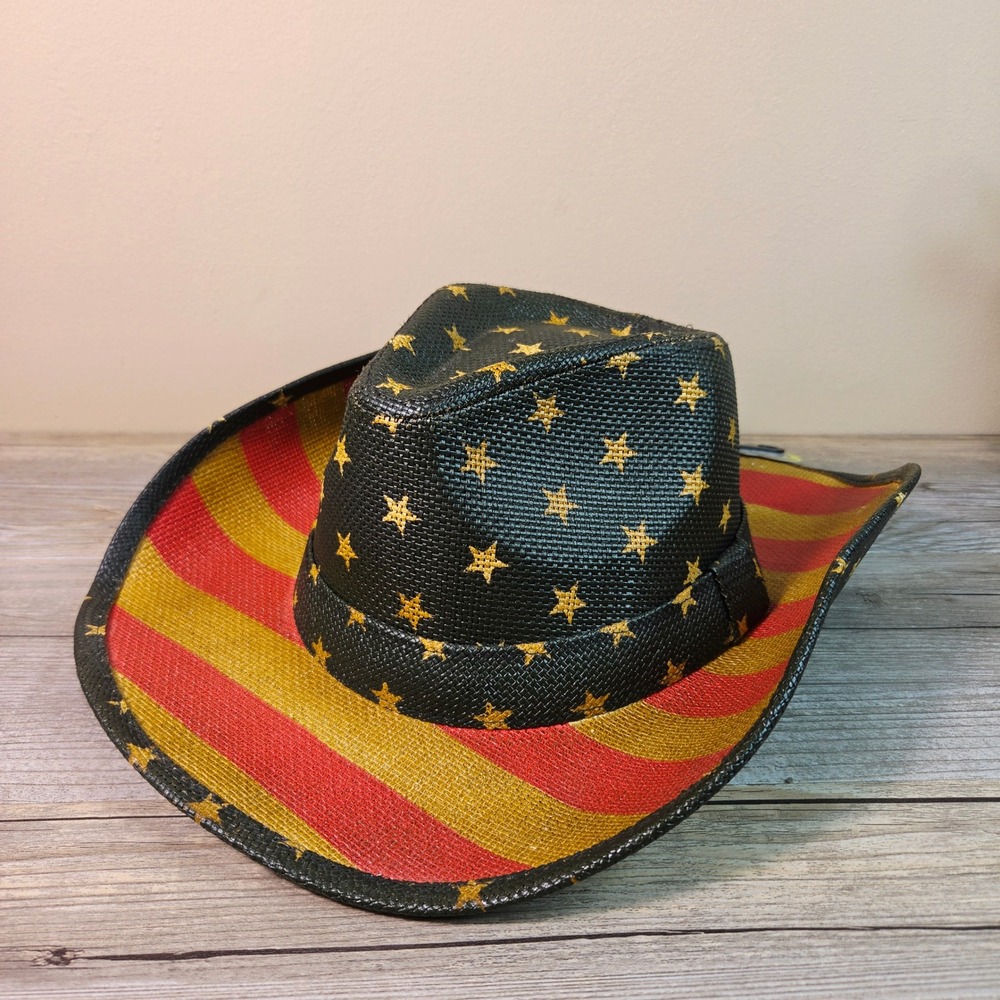 Pugs Rager Cowboy Hat American Flag Stars Stripes Western Tea Stain New One Size